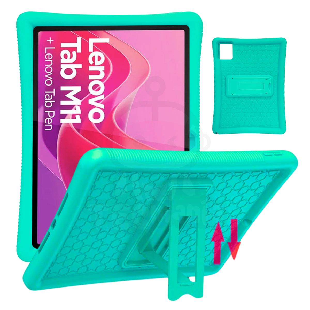 GENERICO - Funda Protector Antigolpe Goma con Soporte Para Lenovo M11 - VERDE
