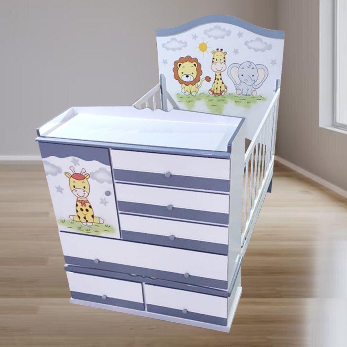 GENERICO - cama cuna de plaza y media comoda desmontable safari plomo