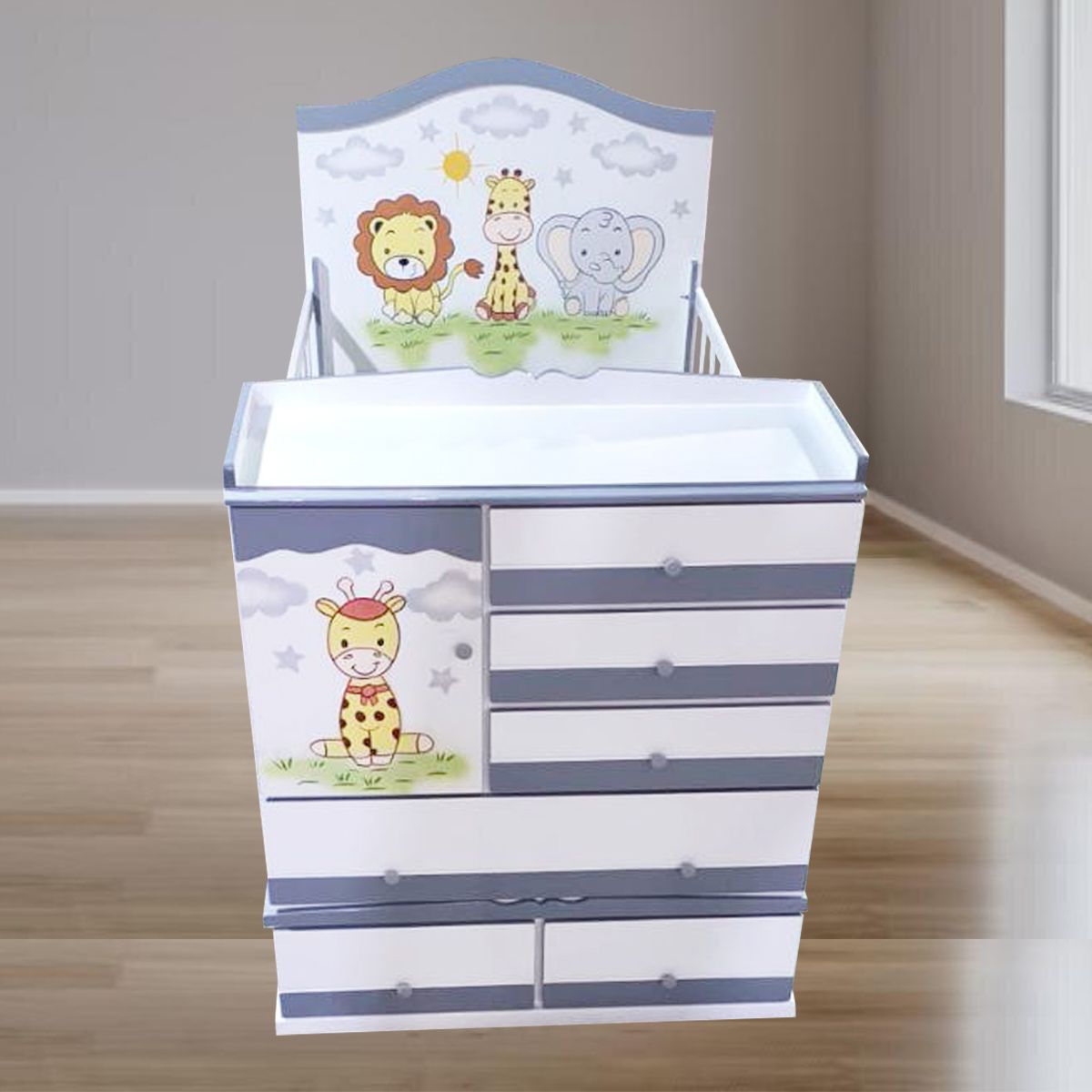 GENERICO - cama cuna de plaza y media comoda desmontable safari plomo