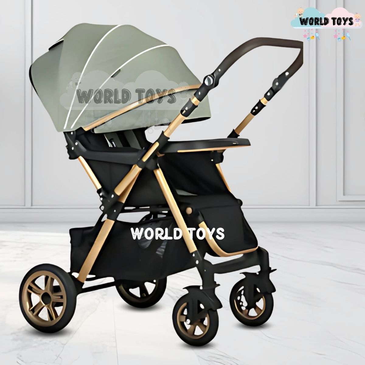 BABY - Coche Cuna de Lujo con Mochila Pañalera «VALEN PLUS» Green