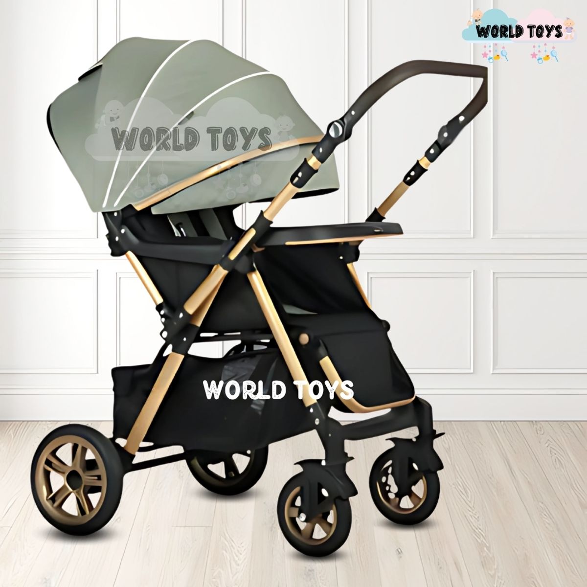 BABY - Coche Cuna de Lujo con Mochila Pañalera «VALEN» Green