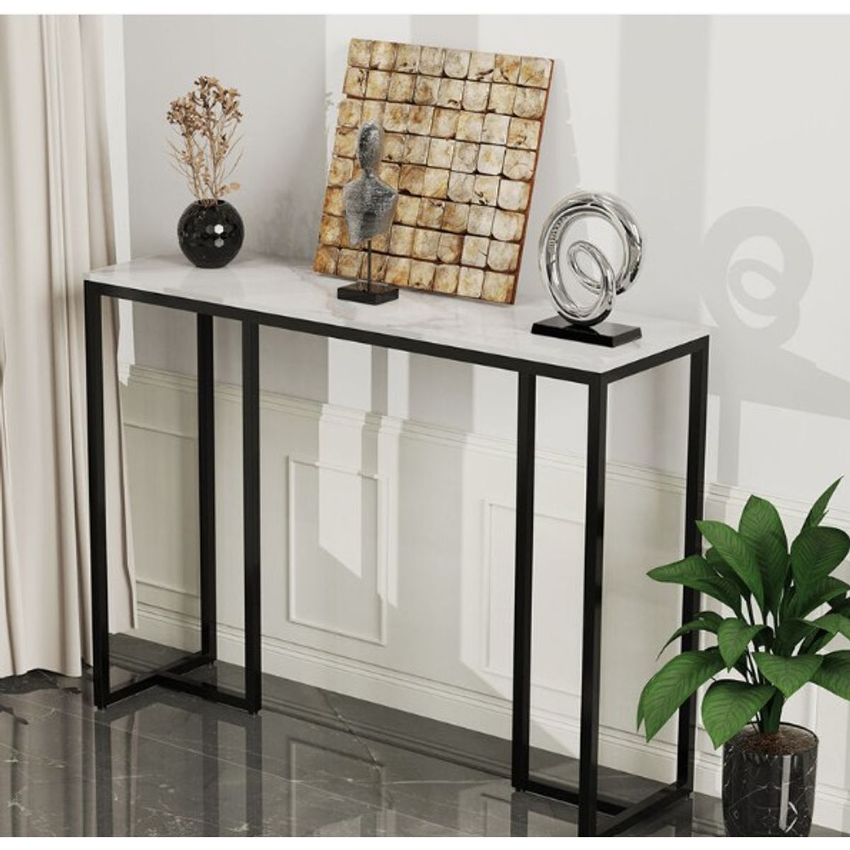 STARHOME - Arrimo Recibidor Consola Kaurel Blanco 110 cm