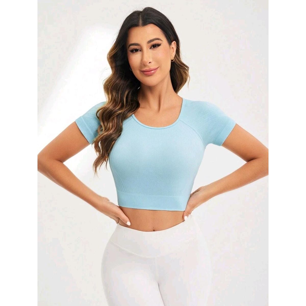 GENERICO - SHEIN Camiseta deportiva de manga corta y escote redondo