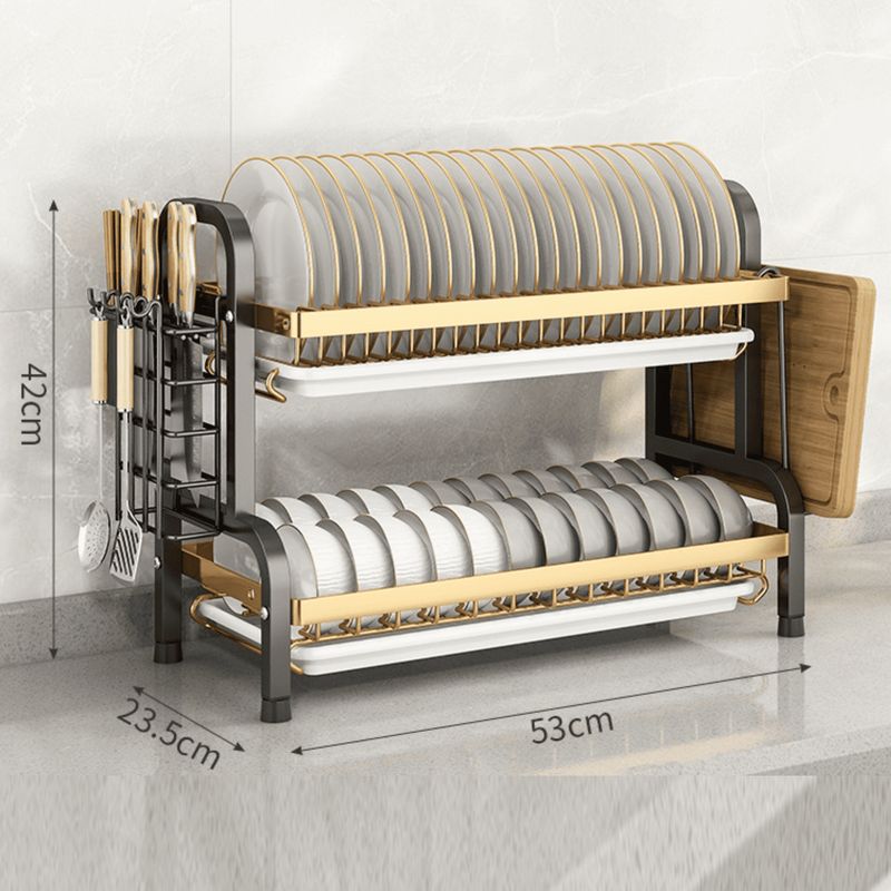 GENERICO - ESCURRIDOR DE DOS PISOS PARA PLATOS DE ACERO INOXIDABLE ROMA - DORADO