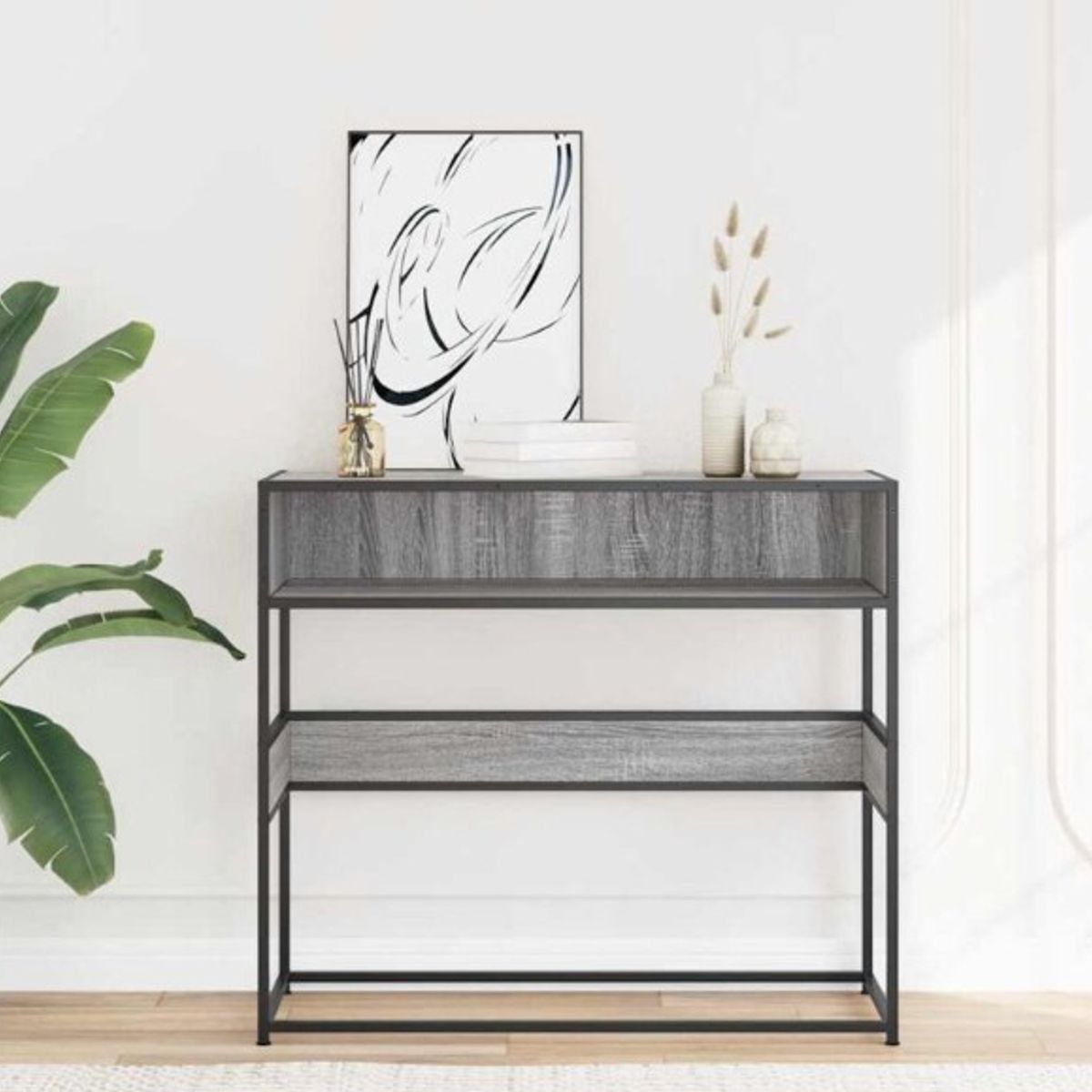 STARHOME - Arrimo Recibidor Consola Sairu Gris 110 cm