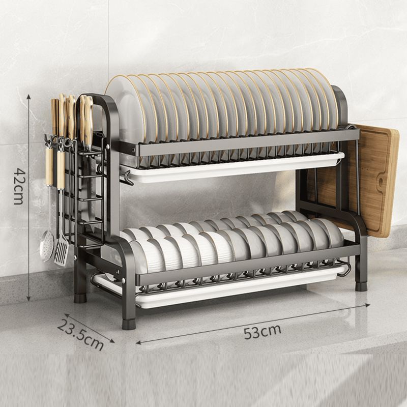 GENERICO - ESCURRIDOR DE DOS PISOS PARA PLATOS DE ACERO INOXIDABLE ROMA - NEGRO