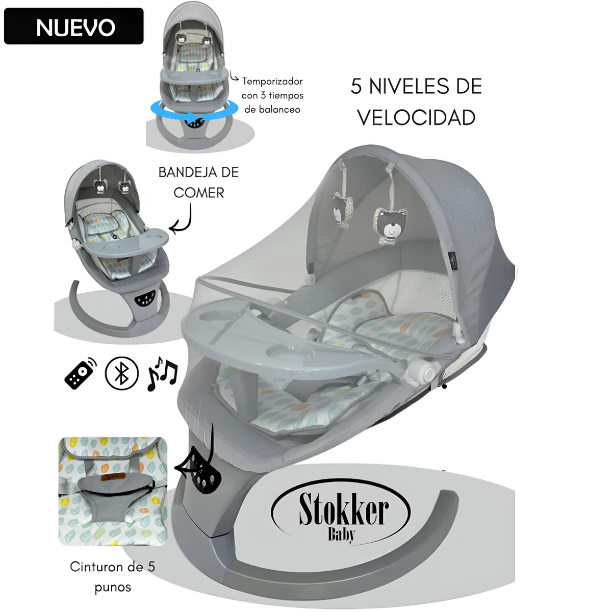 STOKKER BABY - Mecedora Eléctrica Speedy Swing Gris