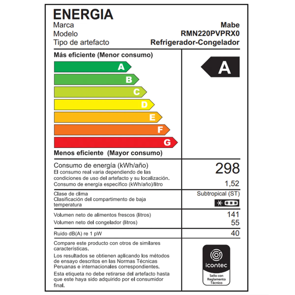 MABE - Refrigeradora No Frost 196 L Netos Inox Mabe RMN220PVPRX0