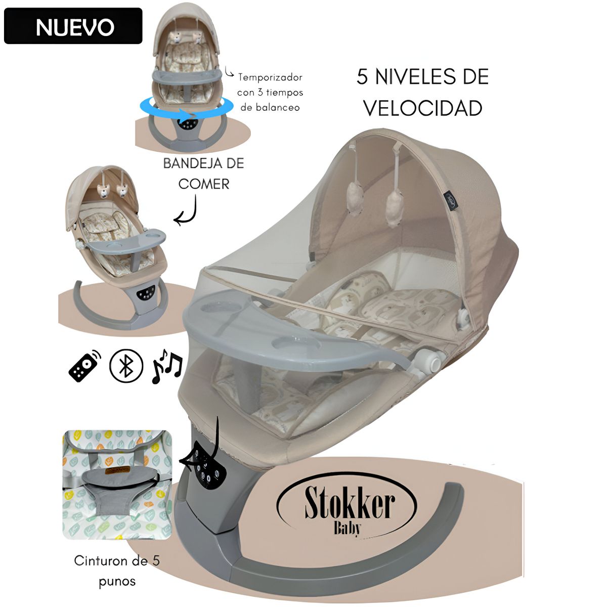 STOKKER BABY - Mecedora Eléctrica Speedy Swing Beige