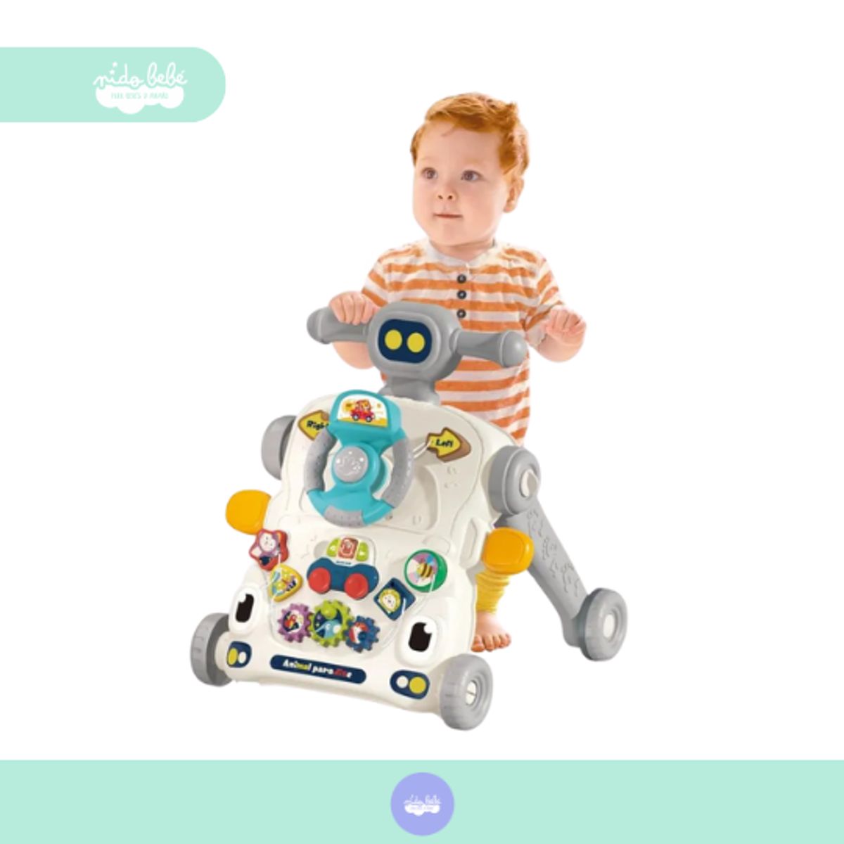 GENERICO - Caminador didáctico multiusos para bebe 5 en 1 plomo