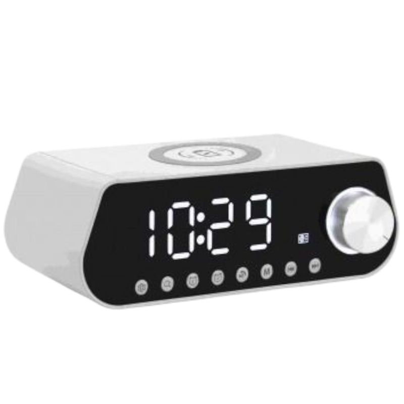 WELL BEING - Reloj despertador Digital LED con Bluetooth y Carga Inalámbrica