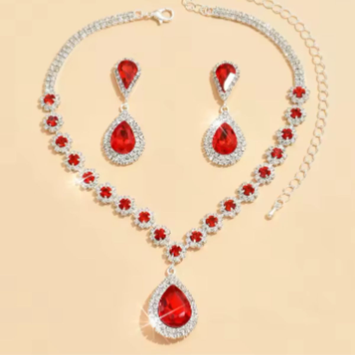 GENERICO - Conjunto de collar “Lágrimas de Fuego”  Elegancia que Inspira Pasión