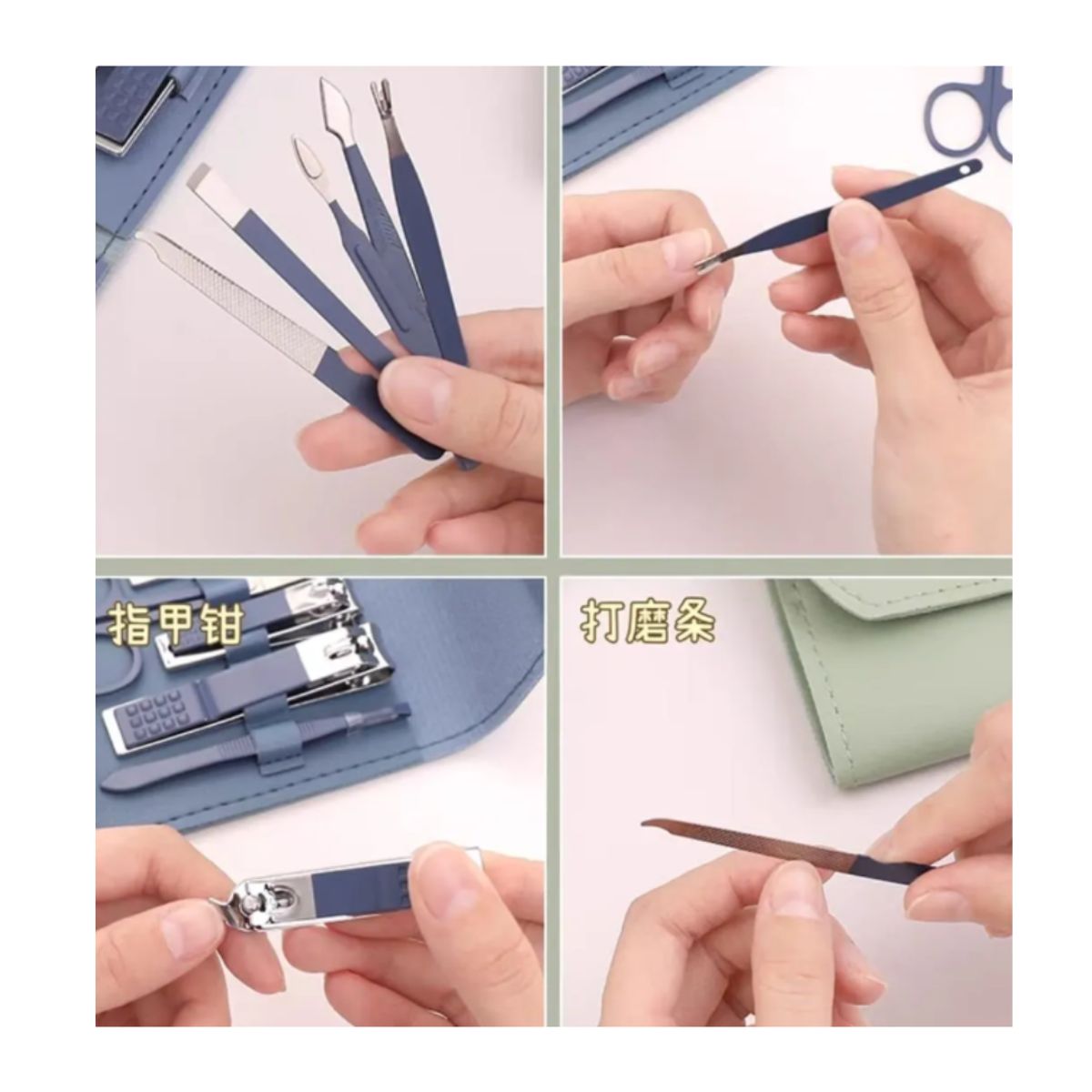 GENERICO - SET DE CORTAUÑAS CON ESTUCHE PORTATIL 12 PIEZAS