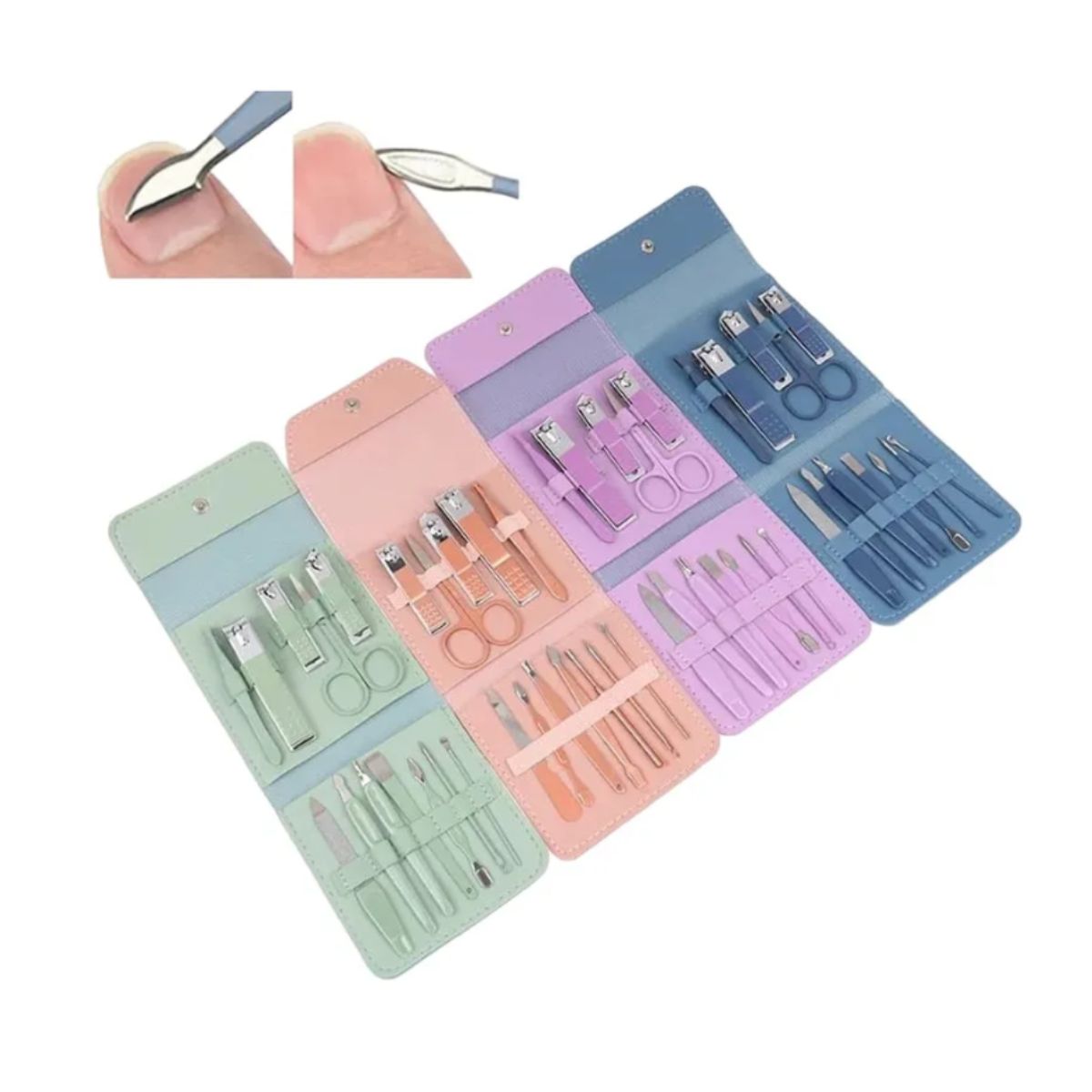 GENERICO - SET DE CORTAUÑAS CON ESTUCHE PORTATIL 12 PIEZAS