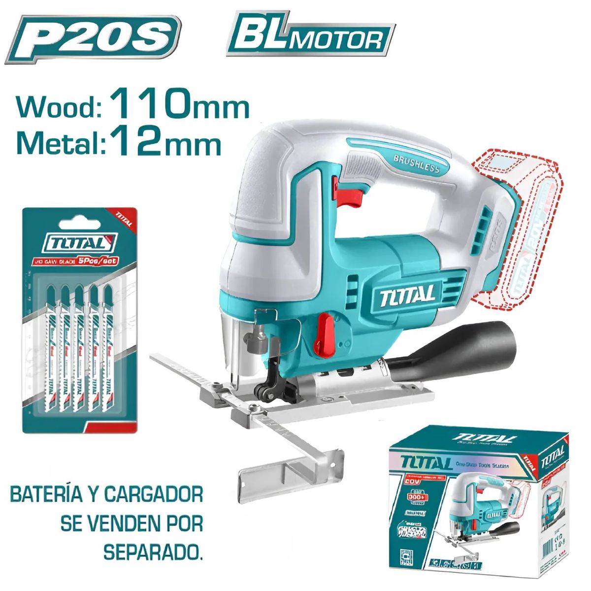 TOTAL TOOLS - Sierra Caladora Inalámbrica 20v Total - TJSLI1008