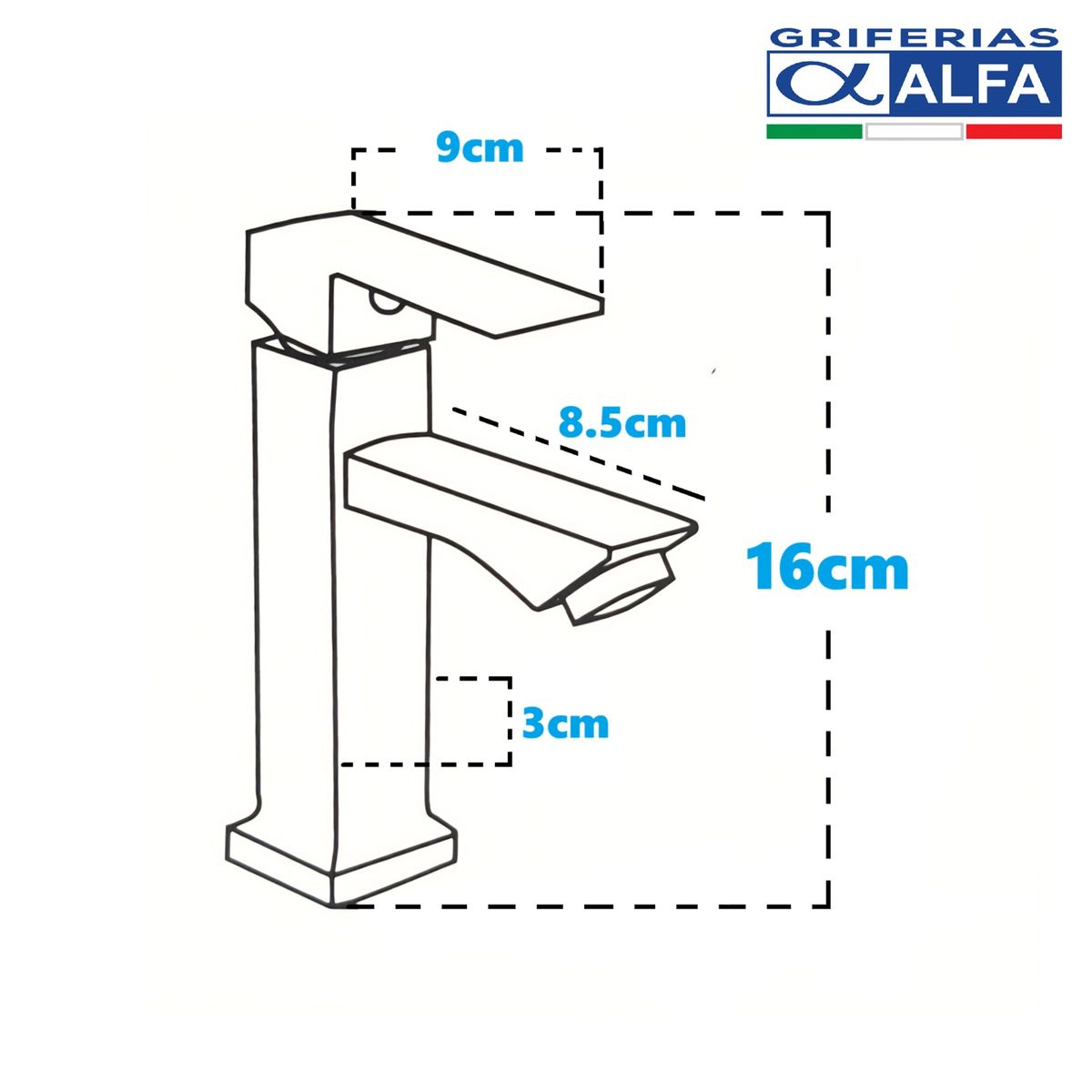 ALFA - Llave Lavatorio Negro Mate Pesado ALFA