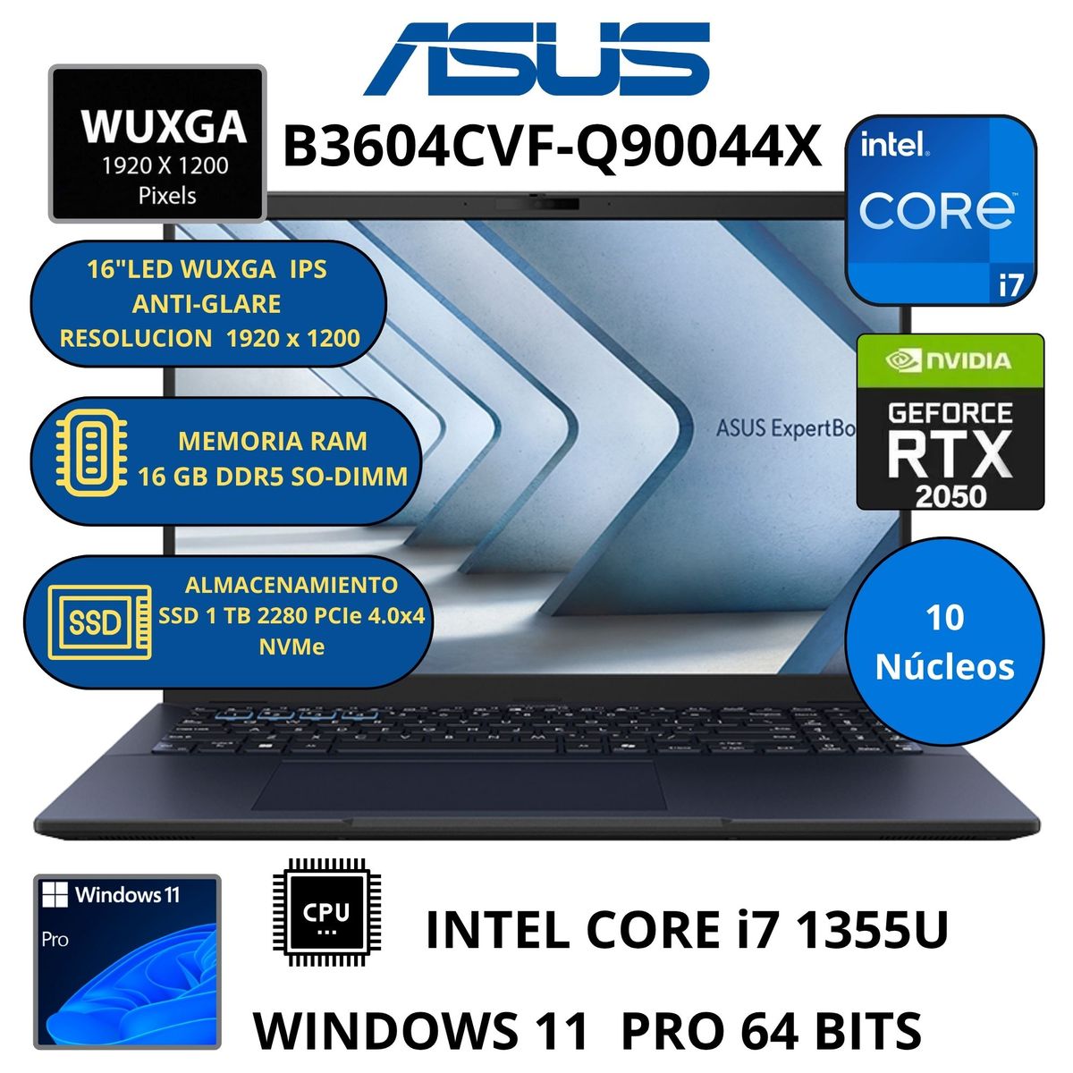 ASUS - Laptop ASUS EXPERTBOOK B3604CVF-Q90044X INTEL CORE i7 -RAM 16 GB SSD 1 TB WINDOWS 11 PRO