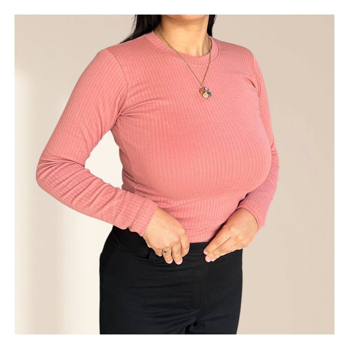 RYBIU IMPORT - Polo Cuello Redondo Manga Larga Mujer