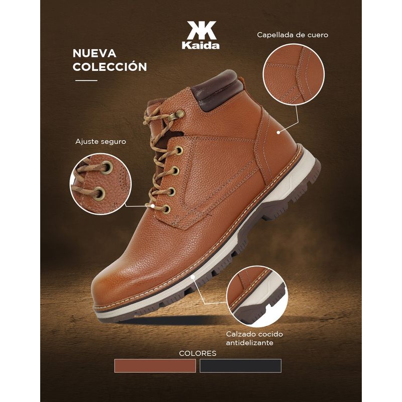 KAIDA - Botines de cuero para Hombre CLQ3-BX-21 Marrón