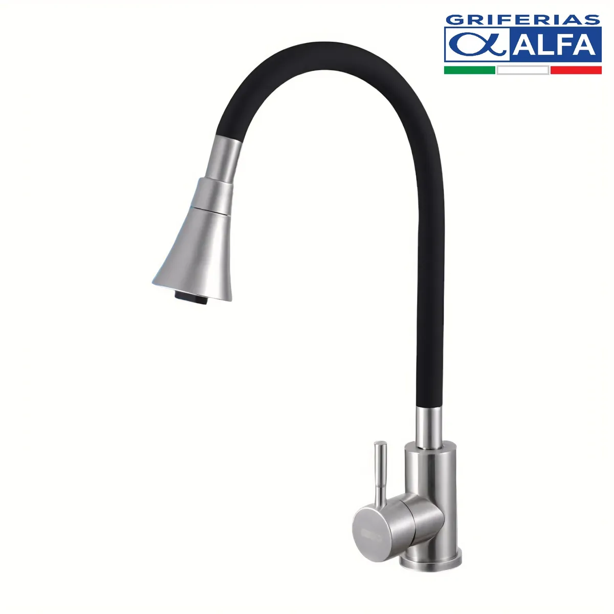 ALFA - Llave para Cocina al Mueble Flexible Monocomando Mezcladora Negro