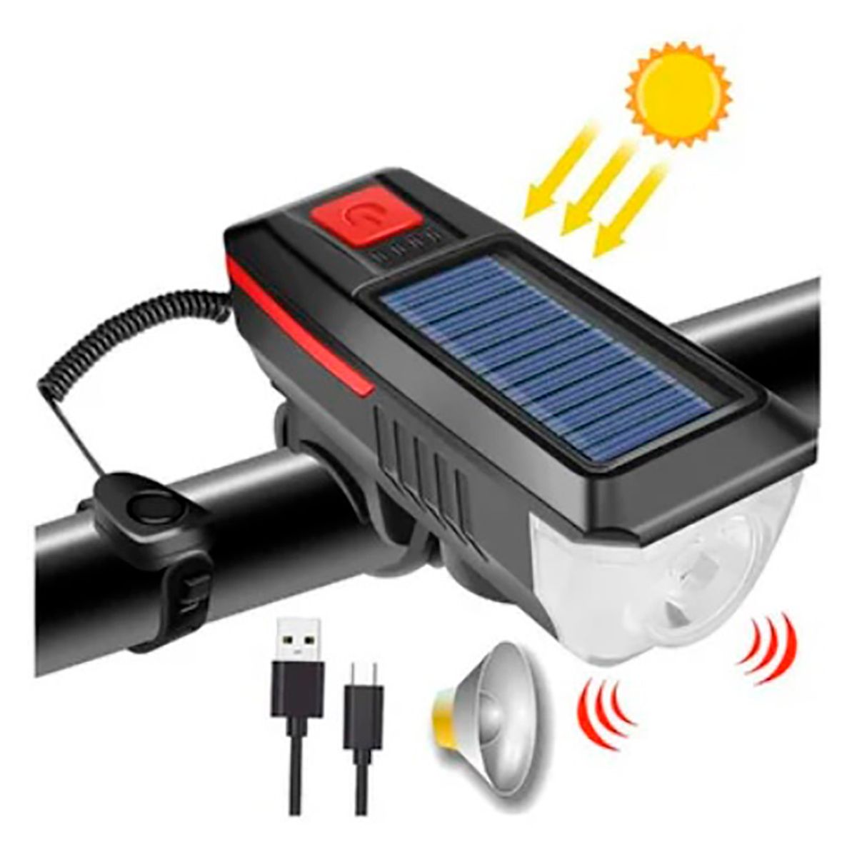 OPALUX - Luz delantera posterior y timbre para BICICLETAS -recargable