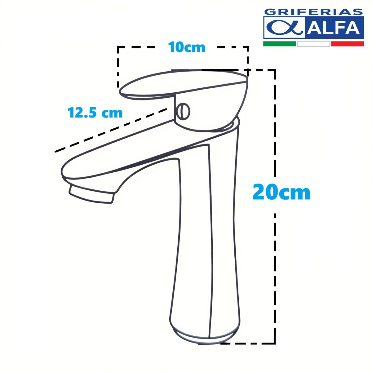 ALFA - Llave Lavatorio Negro Mate Pesado ALFA