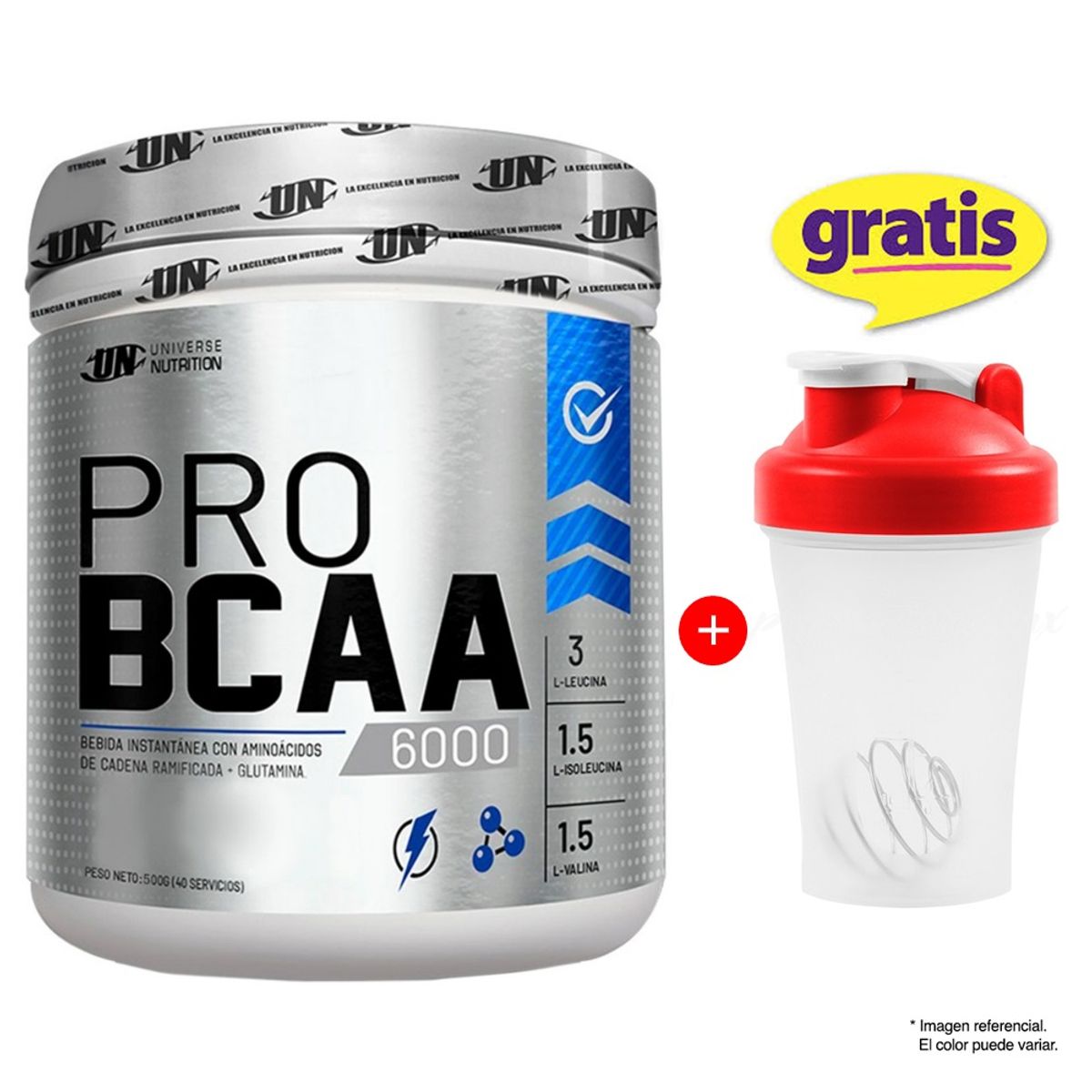 UNIVERSE NUTRITION - AMINOÁCIDO UNIVERSE NUTRITION PRO BCAA 6000 500 G NARANJA + SHAKER
