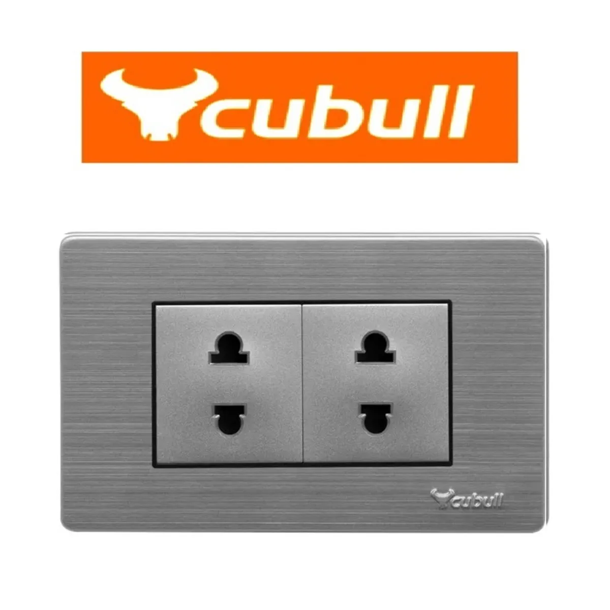 CUBULL - PACK X 5 UND : TOMACORRIENTE DOBLE COLOR GRIS MARCA CUBULL  A5-014
