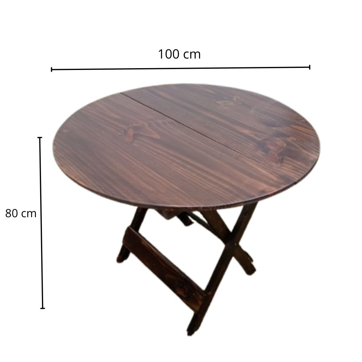 START FG - Alma Mesa plegable 1rmts Redonda en marron rusticos
