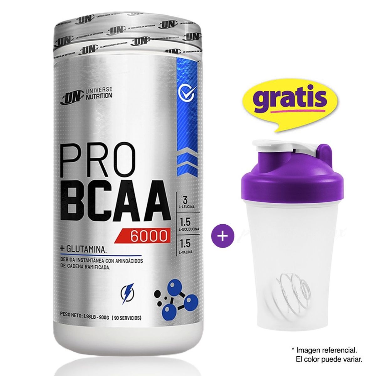 UNIVERSE NUTRITION - PRO BCAA 1 KG AMINOÁCIDOS UN NARANJA + SHAKER