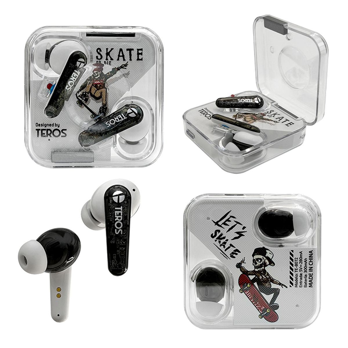 TEROS - AUDÍFONOS TEROS TE-8072, BLUETOOTH 5.2 TWS, BLANCO