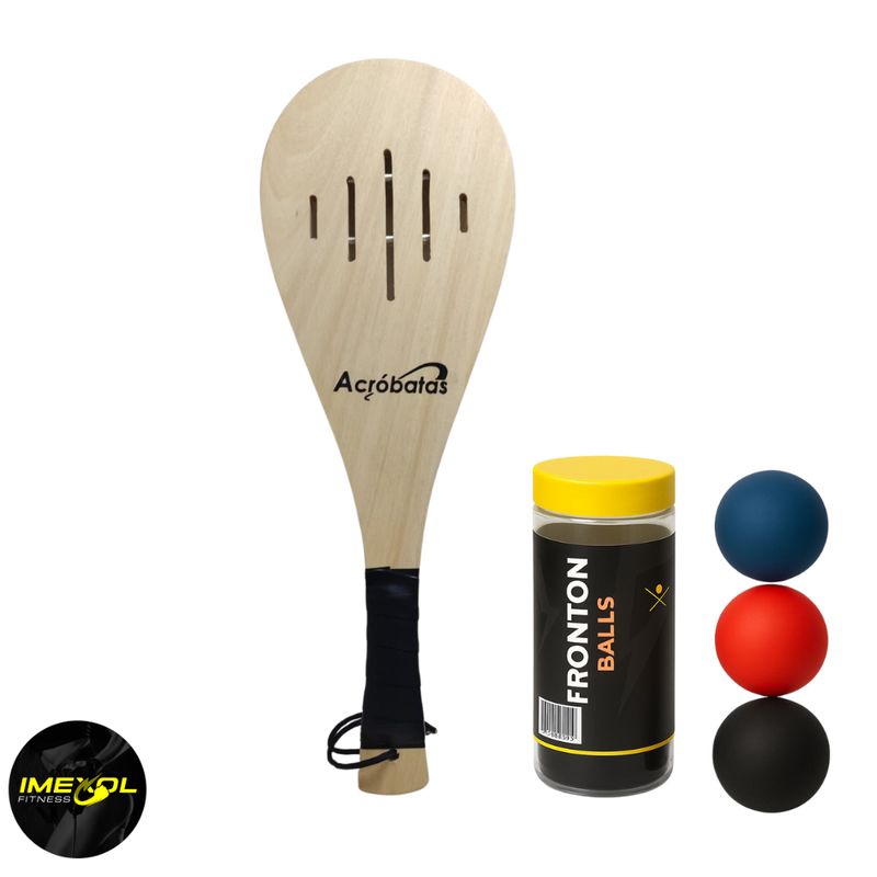 GENERICO - Raqueta de frontón Madera + 1 pelota fronton caucho