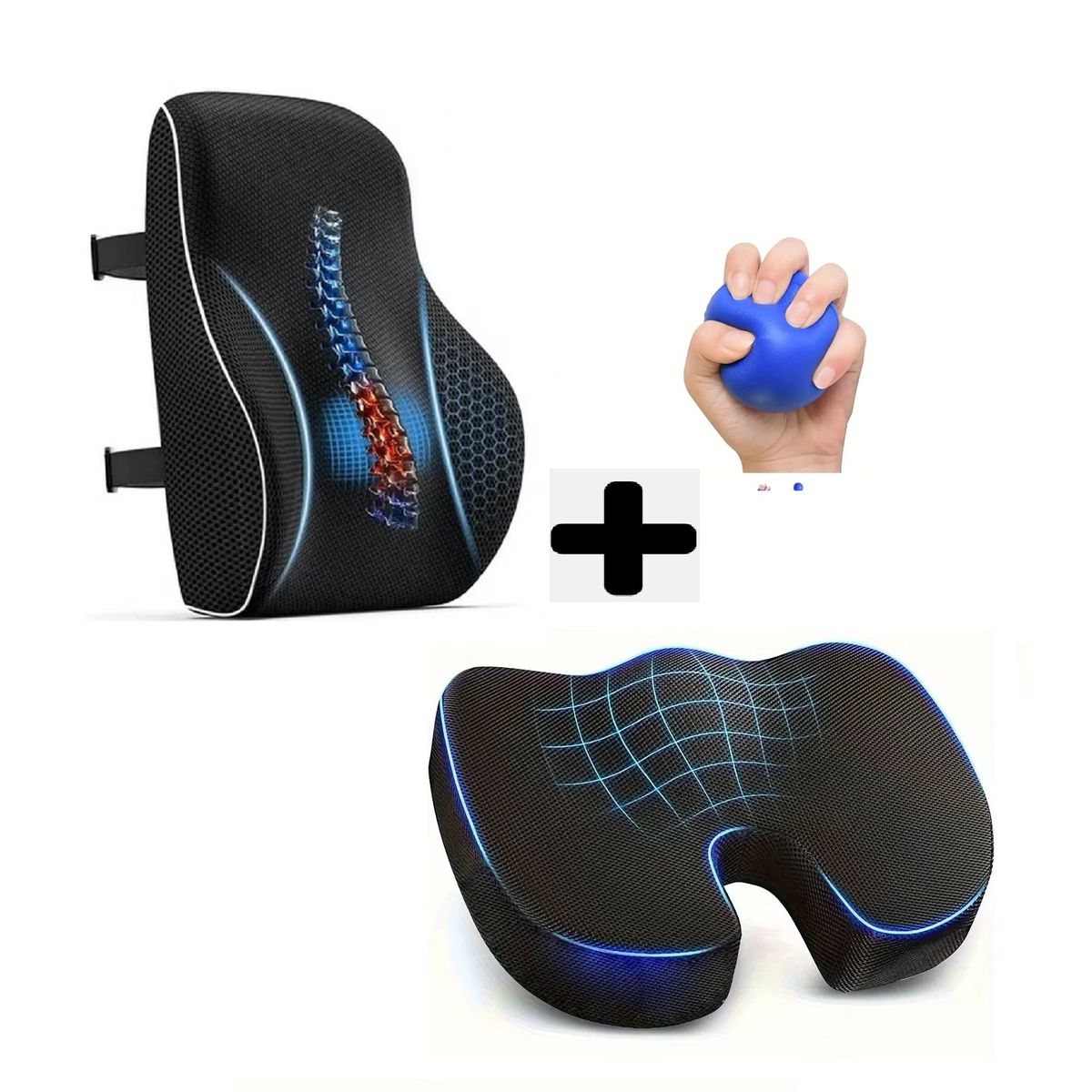 OEM - PACK Cojin Asiento y Lumbar Para Silla Oficina Auto