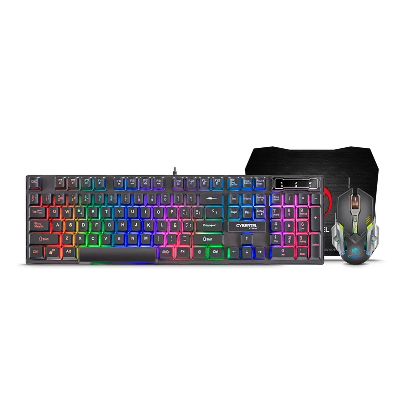 CYBERTEL - KIT GAMER XTREME CYB GT1800 TECLADO RAINBOW + MOUSE LED + PAD MOUSE