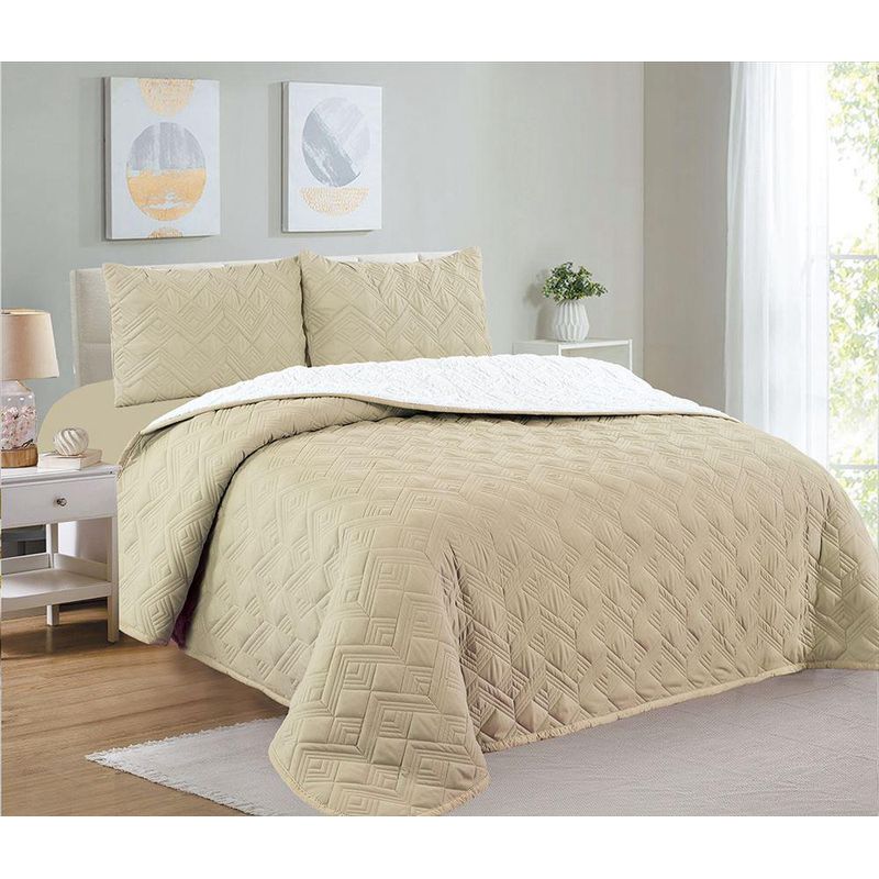 CASATEX - Set Cubrecama Con Sherpa + Juego de Sábanas 2 plazas 100% Algodón