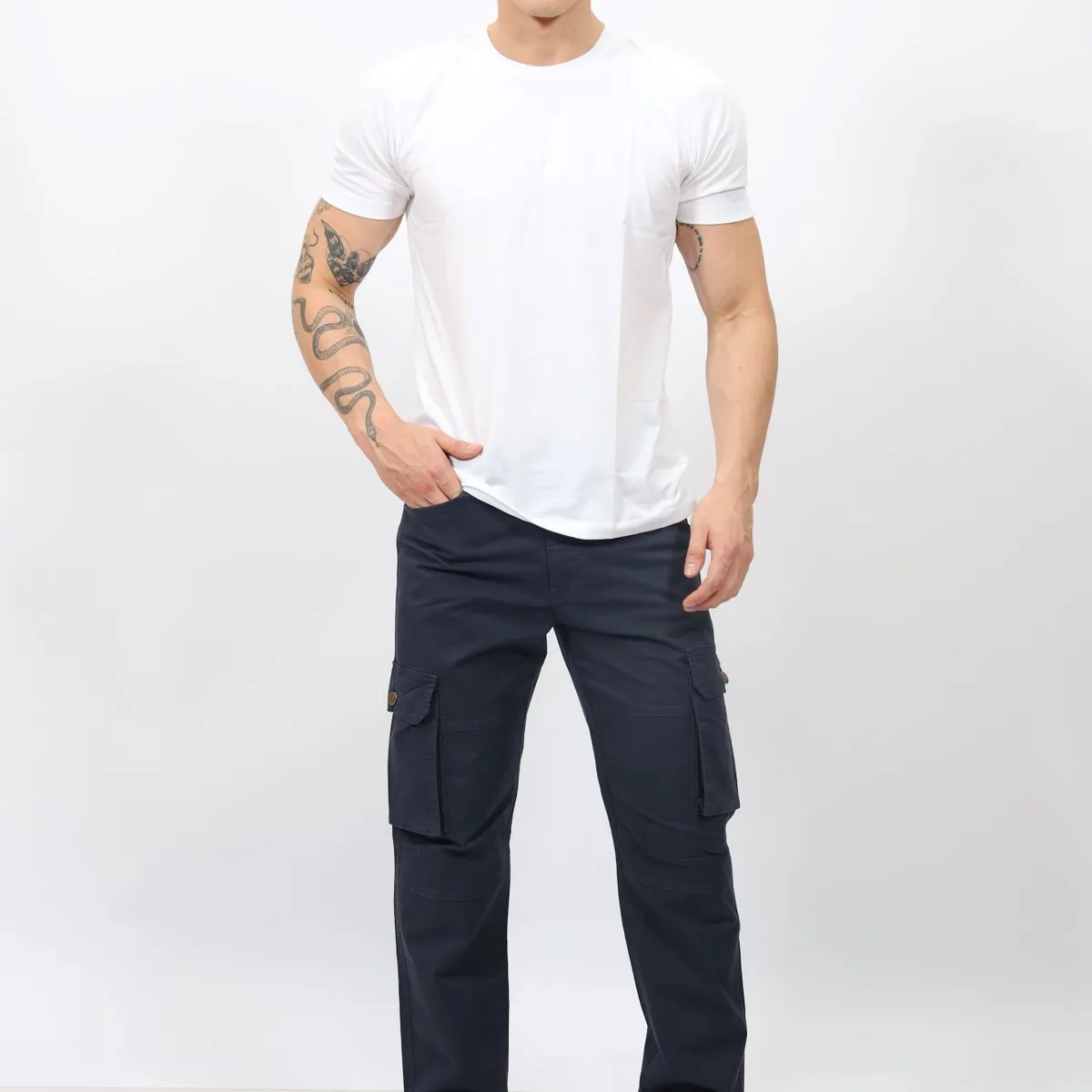 QH - Pantalón Cargo Hombre  Tela Paper Touch