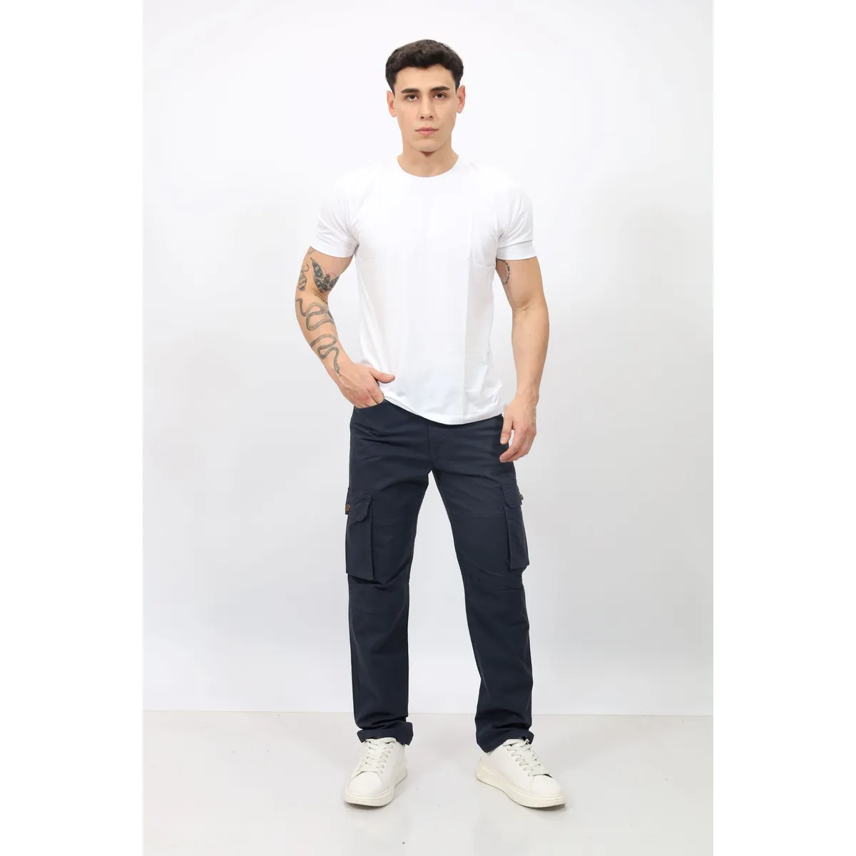 QH - Pantalón Cargo Hombre  Tela Paper Touch