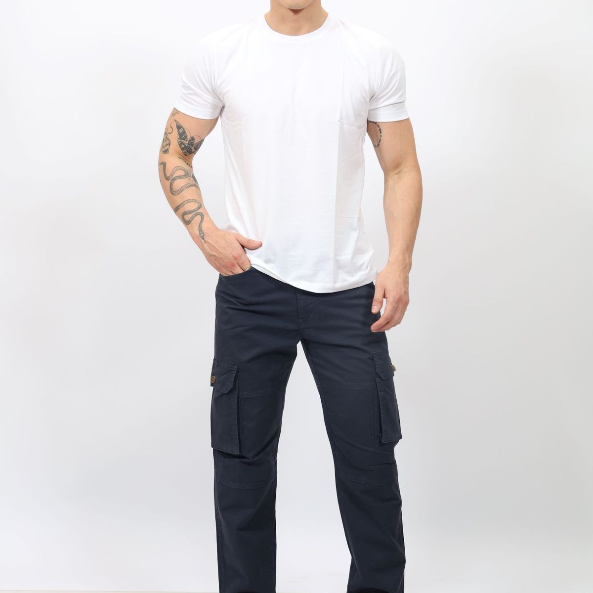 QH - Pantalón Cargo Hombre  Tela Paper Touch