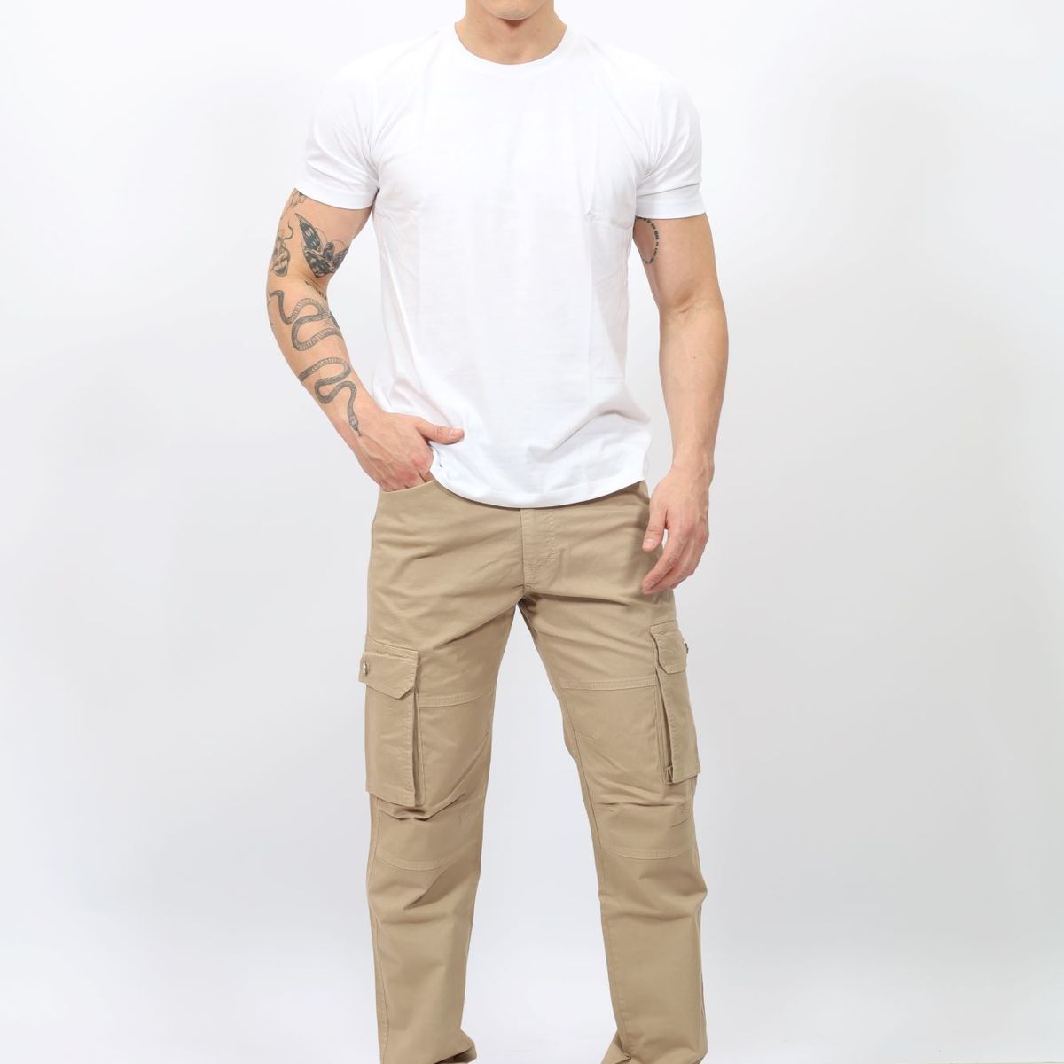 QH - Pantalón Cargo Hombre  Tela Paper Touch