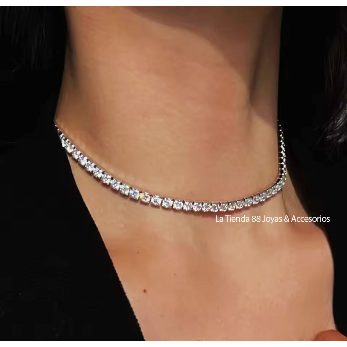 LA TIENDA 88 JOYAS Y ACCESORIOS - La Tienda 88 - Gargantilla Collar Mujer Cristal Suizo Bañado - Blanco