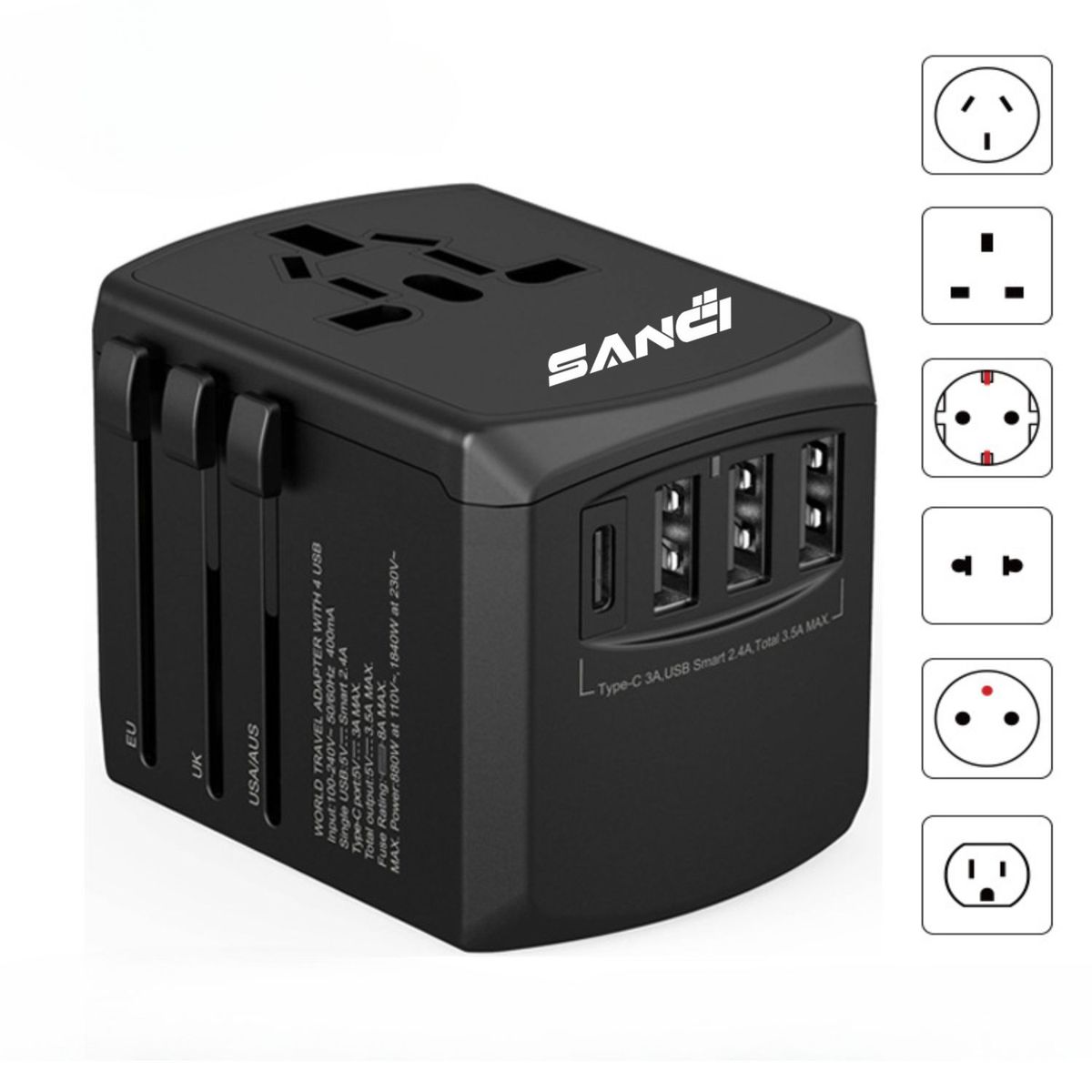 SANC - Cargador Internacional Sanci  Enchufe Universal rapido