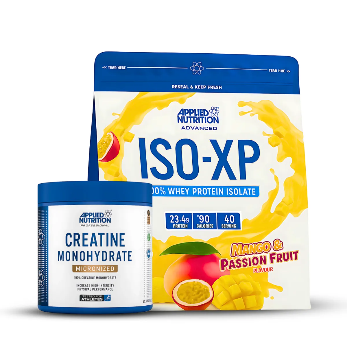 APPLIED NUTRITION - Iso XP 1 Kg Proteina Isolatada 40 servicios Mango & Passion fruit + Creatina Applied Nutrition 250 g
