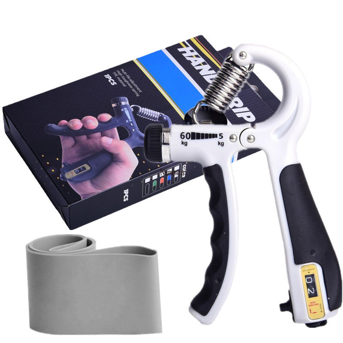 ZIMRAHYG - Hand Grip Ejercitador De Manos Ajustable 5 - 60 Kg Gris