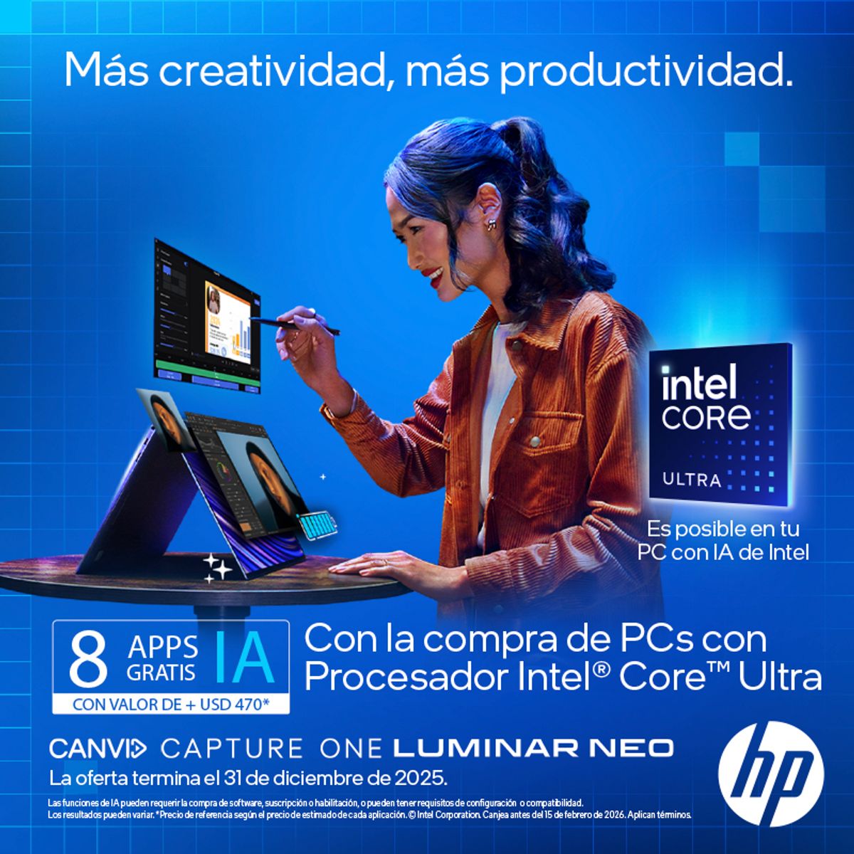 HP - Laptop HP 14-Ep1001LA Ultra 5-125H/ 8Gb Ram/ 512Gb SSD/ 14 FHD/ W11-H/ A38P2LA + 8 APPS de IA Gratis