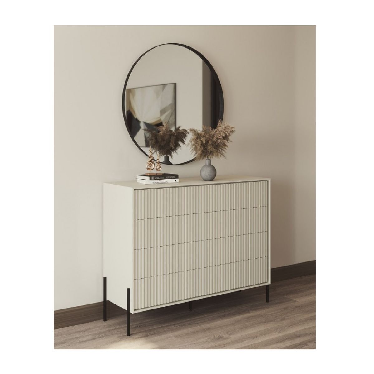 TU MESITA - Cómoda Nórdica Sahara color Blanco 4 cajones TU MESITA