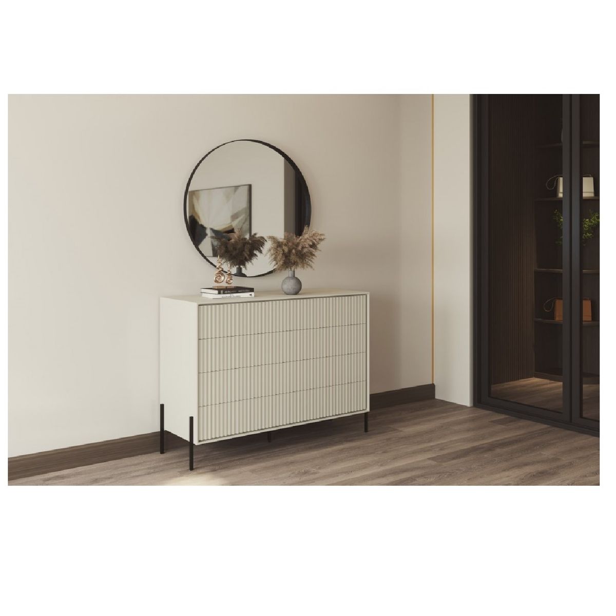 TU MESITA - Cómoda Nórdica Sahara color Blanco 4 cajones TU MESITA