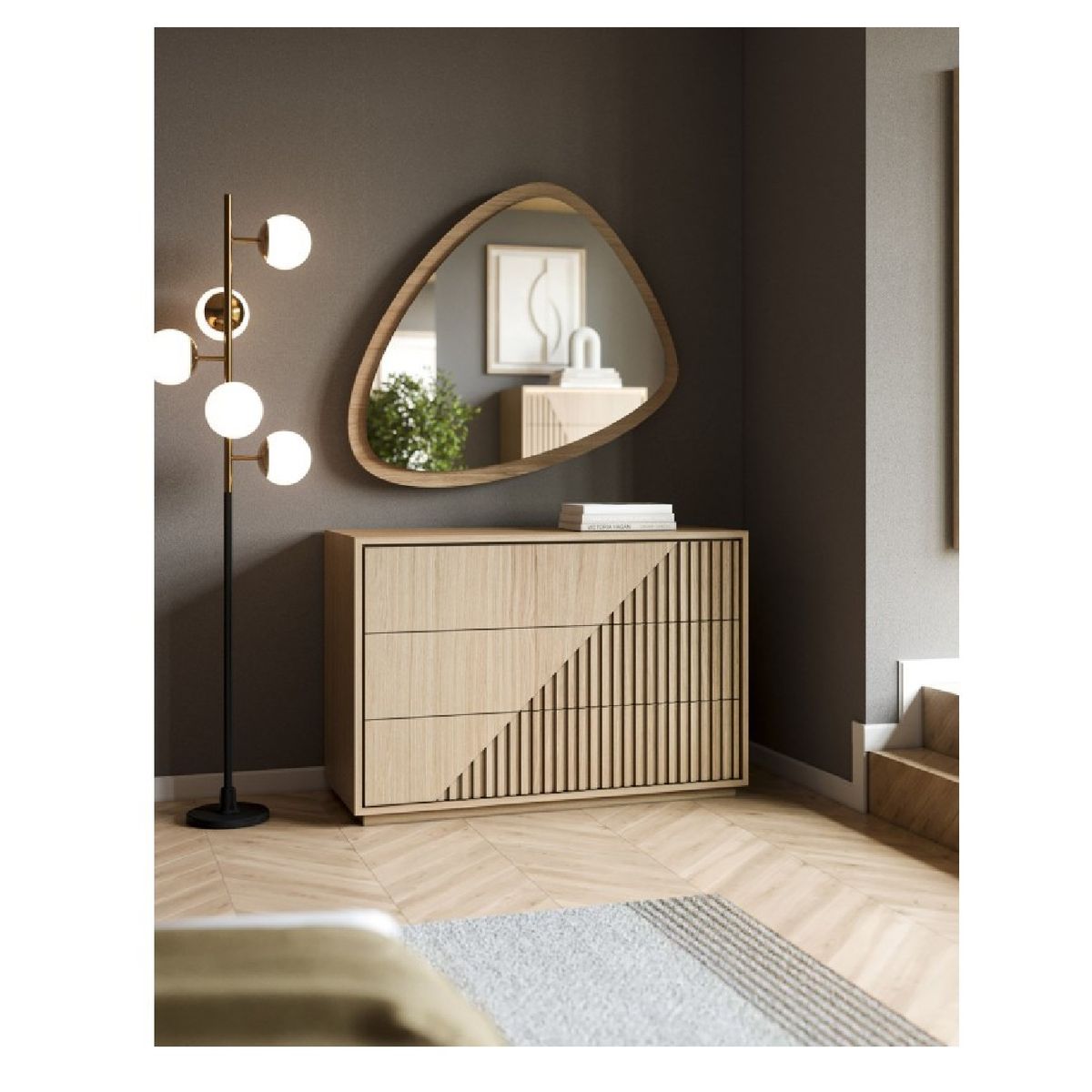 TU MESITA - Cómoda con Diseño Exclusivo Mariana con 3 cajones color Haya TU MESITA