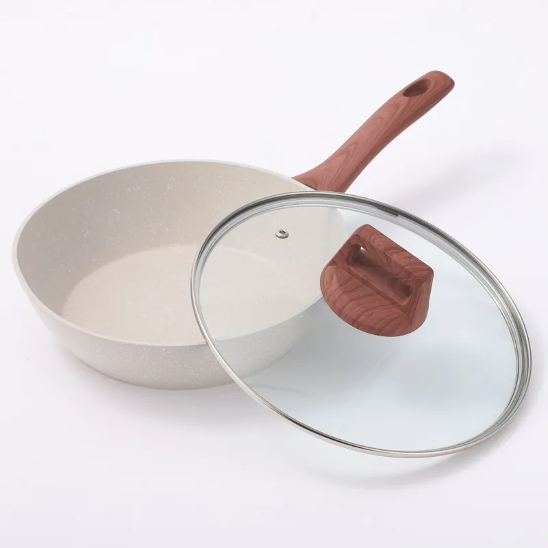 GENERICO - SARTEN DE PIEDRA MAIFAN COLOR MARFIL GRANDE ASA DE MADERA 29 CM