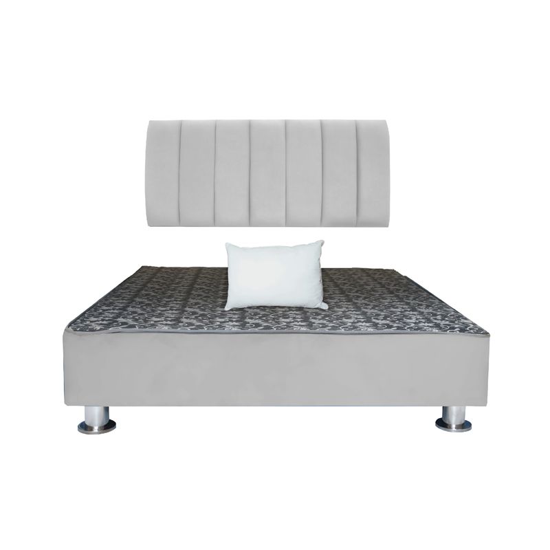 MUEBLES MACRUMO - Cama tapizada Aurea + almohada - 2 Plz - Color Gris claro