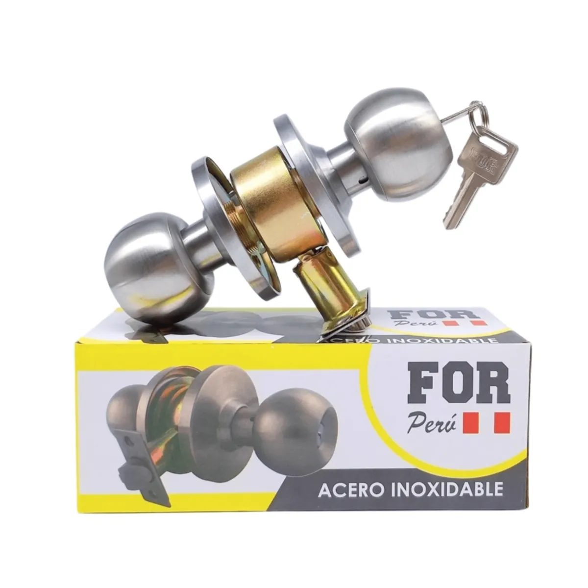 GENERICO - CERRADURA POMO ACERO INOXIDABLE FOR SEMIPESADA